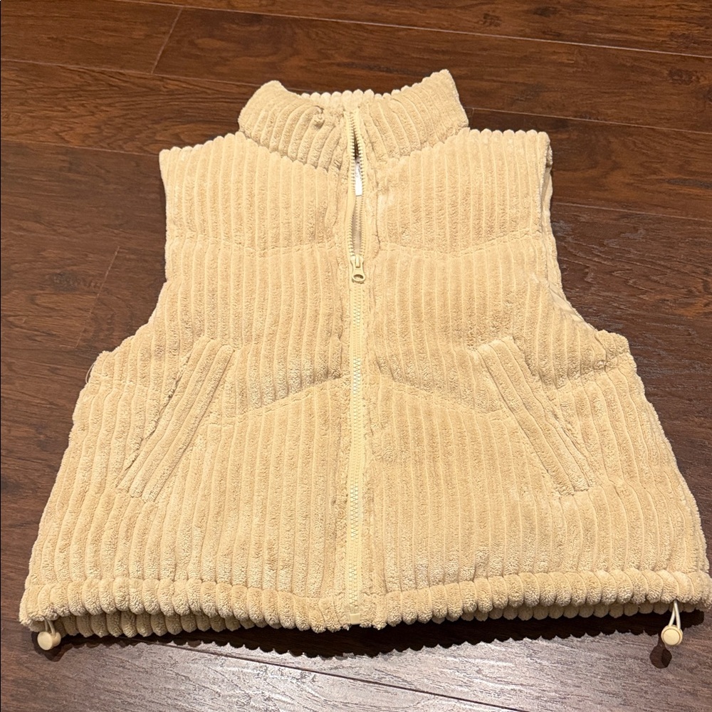 Beige Corduroy Puffer Vest